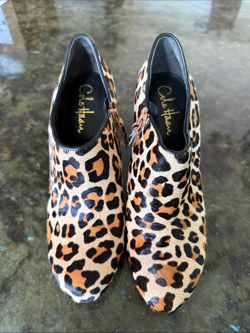 Cole Haan Leopard-Print Ankle Booties in Brown and Black